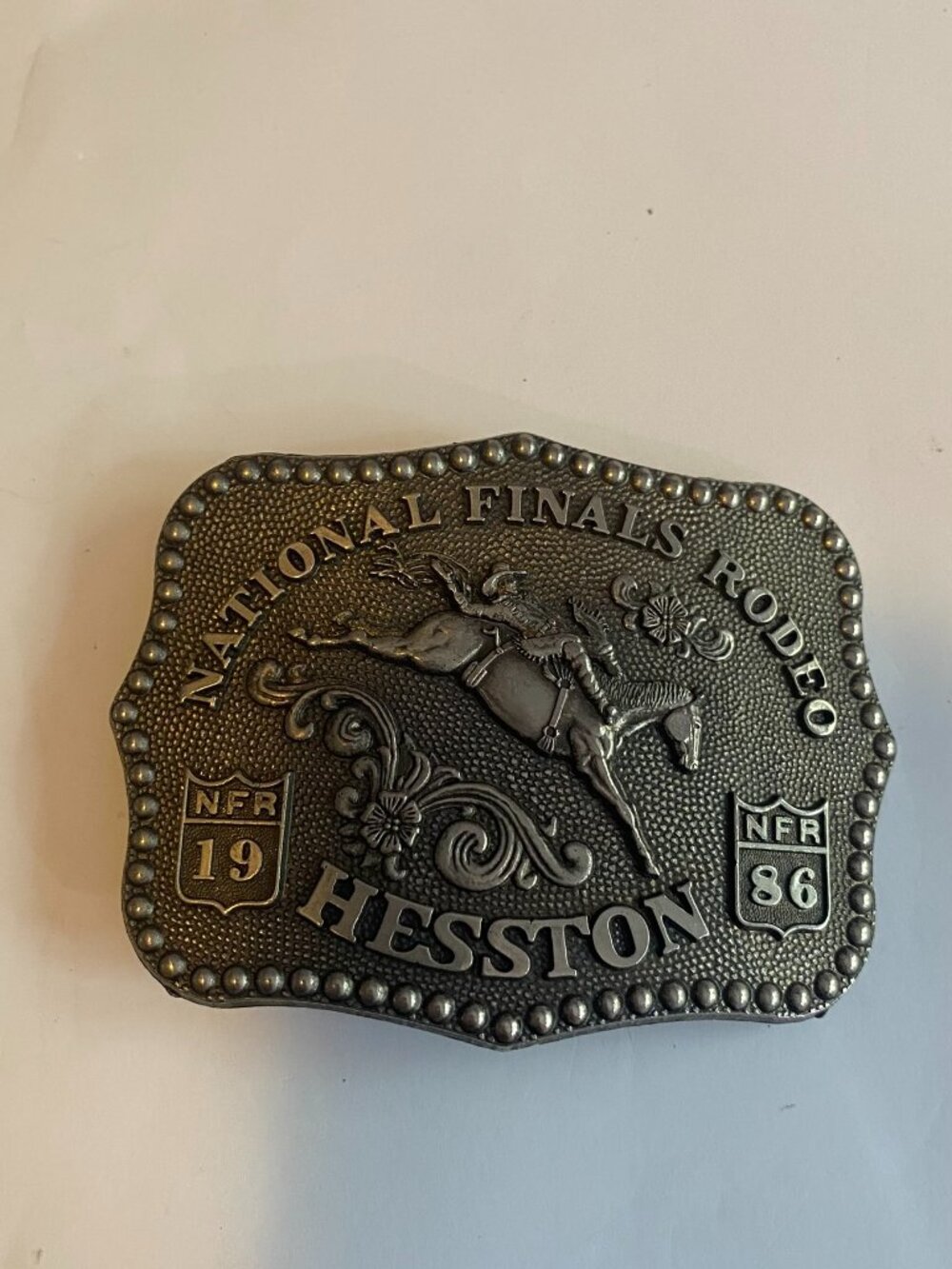 Vintage 1986 National Finals Rodeo (NFR) Hesston Belt Buckle
